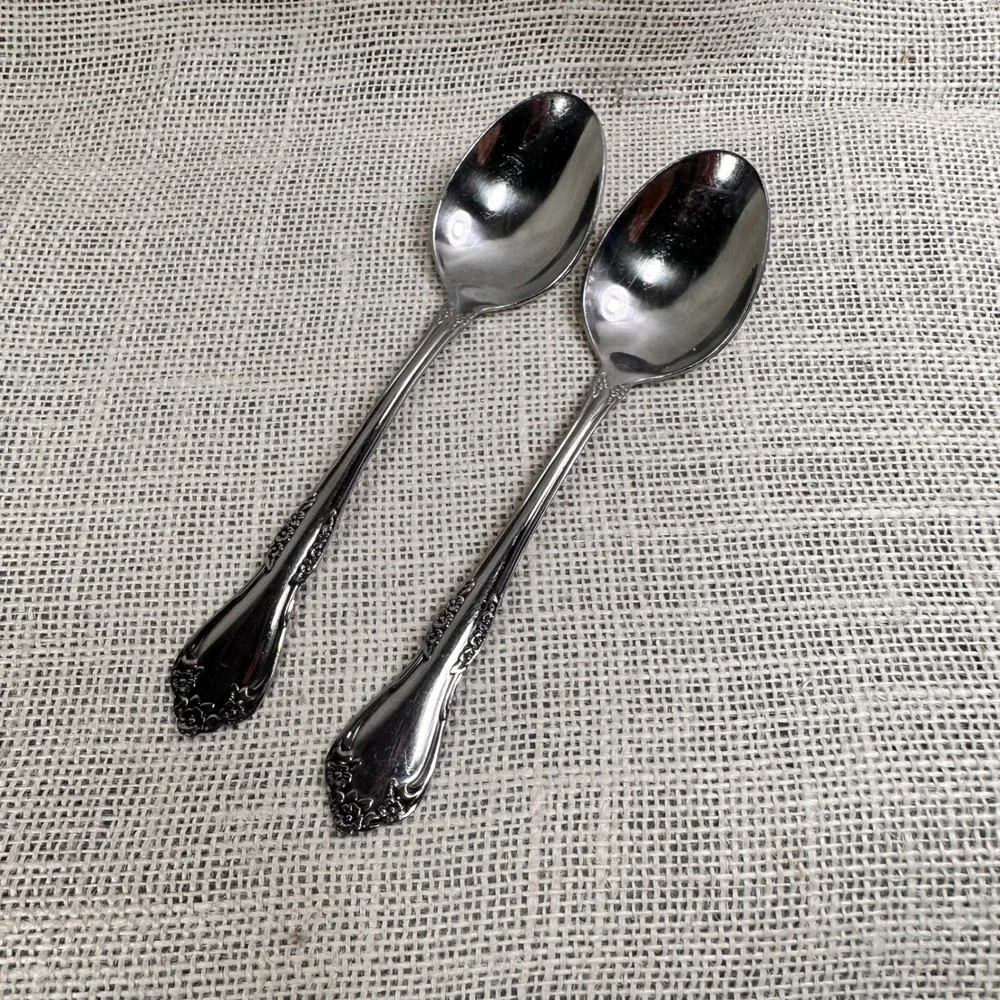 Oneida Wm A Rogers Mansfield Deluxe Stainless Tablespoons Lot of 2Flatware